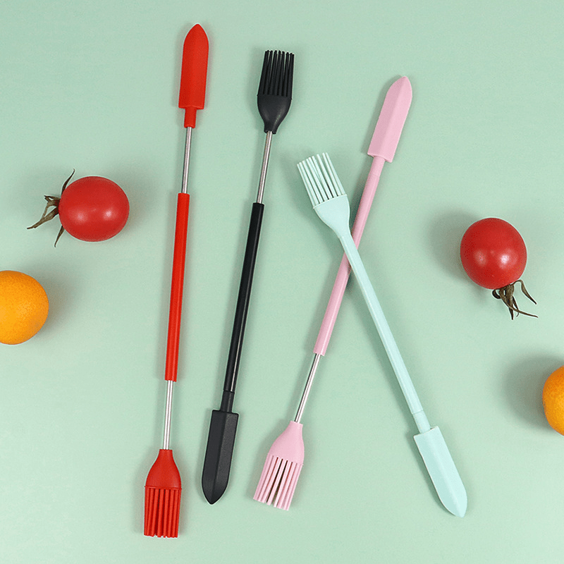 Mini Silicone Spatula Tool Heat Resistant Long Handle Dual-Ended Scraper  Beauty Spatula with Spoon Jam