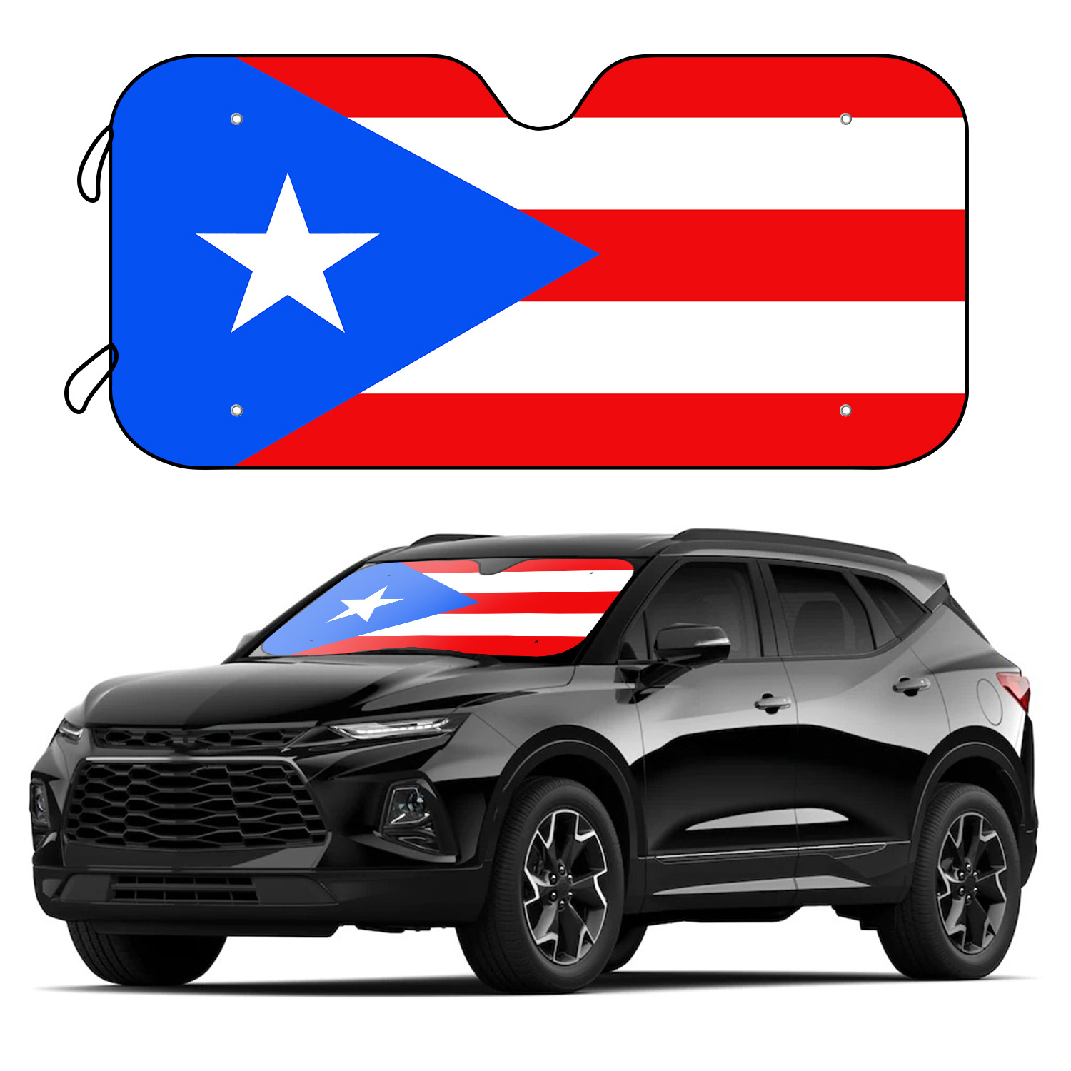  Parasol delantero para coche con bandera de Puerto Rico para  coche, reflector plegable de rayos UV, para ventana delantera, parasol y  visera protectora, mantiene el vehículo fresco (51.2 x 27.5 pulgadas) 