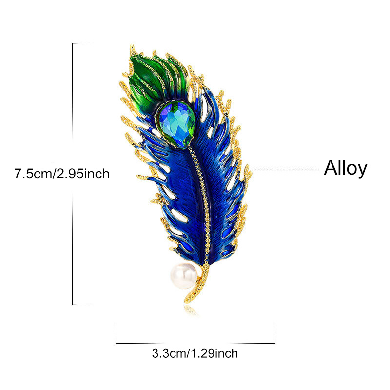 Peacock Feather Brooch Pin, Elegant Banquet Accessory