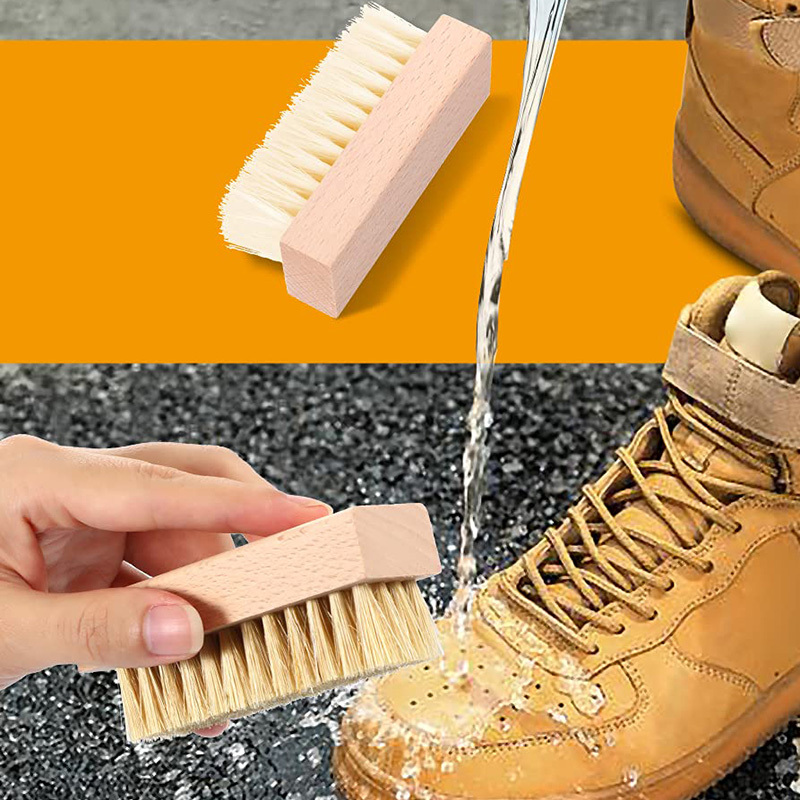 Sneaker Shoe Cleaner Brush Boar Bristles Wooden Cleaning - Temu