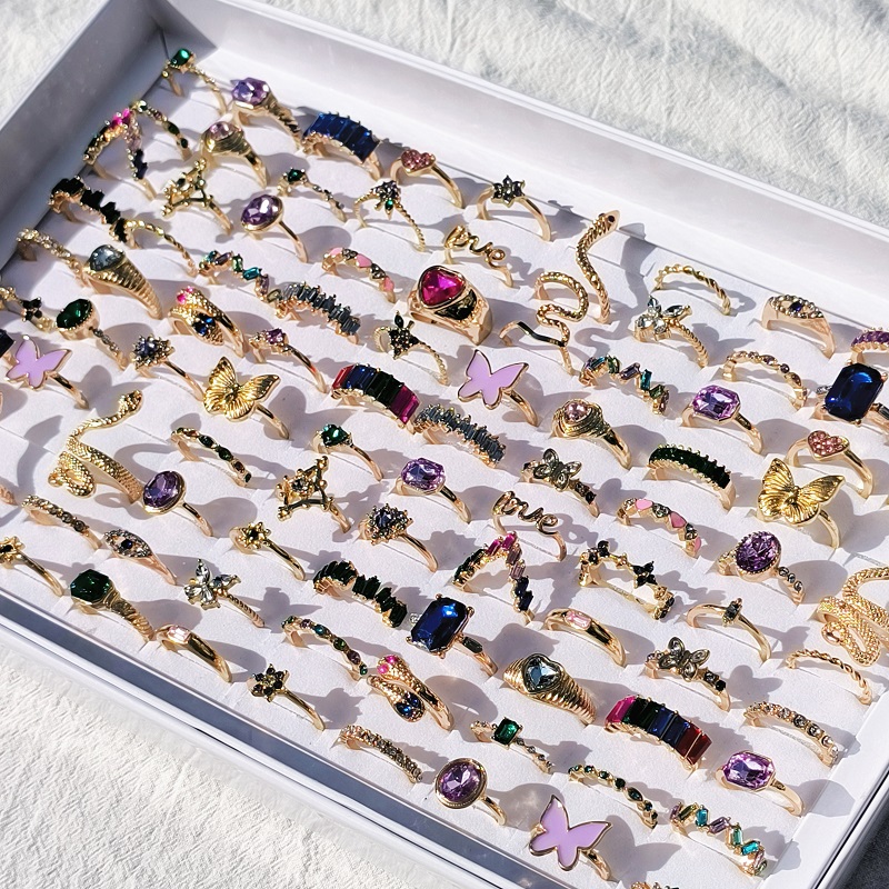 Conjunto de Joyería de Anillos para Mujeres, 20 piezas por Lote - Diseños Variados y Elegantes con Pedrería de Mariposa y Serpiente