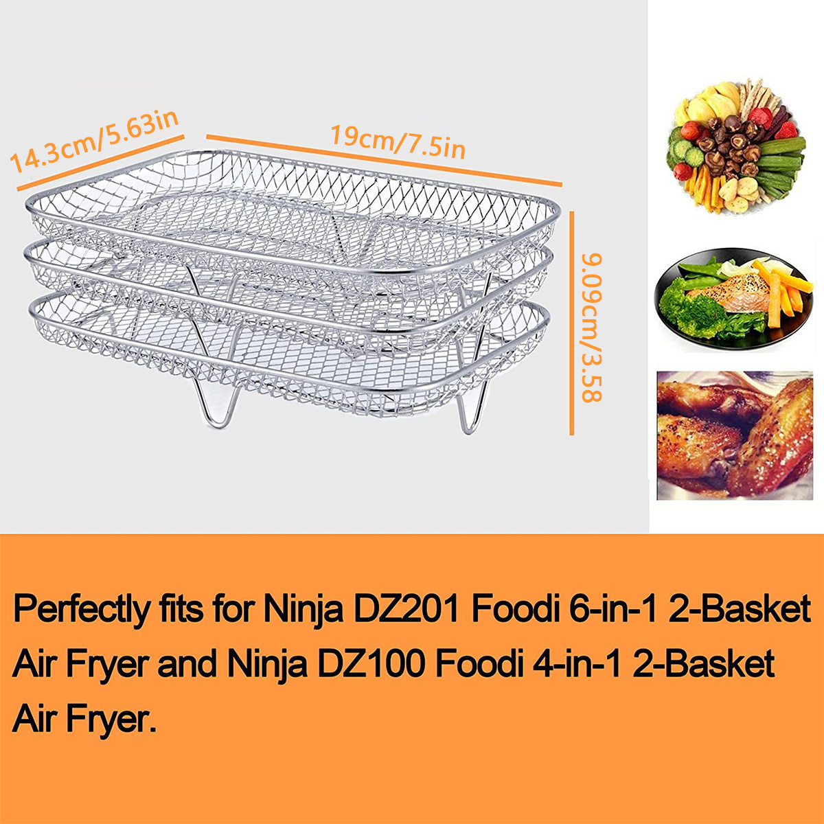 Upgrade Air Fryer Rack,Three Stackable Dehydrator Racks for Gowise Phillips  USA Cozyna Ninja Airfryer,Stainless Steel Round Air Fryer Rack Fit all