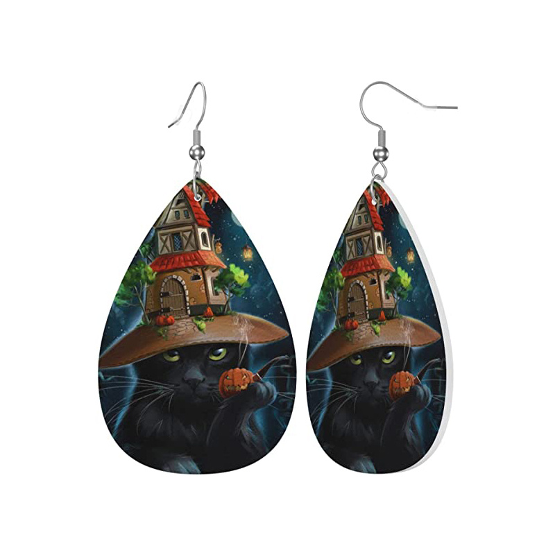 Women's Cute Magic Cat Halloween Dangle Earrings