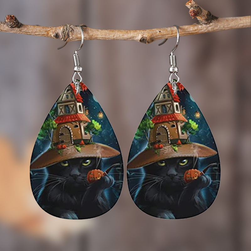 Women's Cute Magic Cat Halloween Dangle Earrings