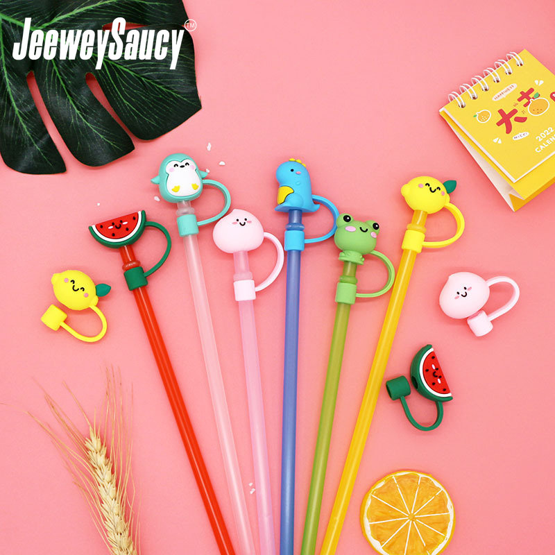 2pcs Straw Cap Covers  Silicone Reusable Tumbler Shaped Straw