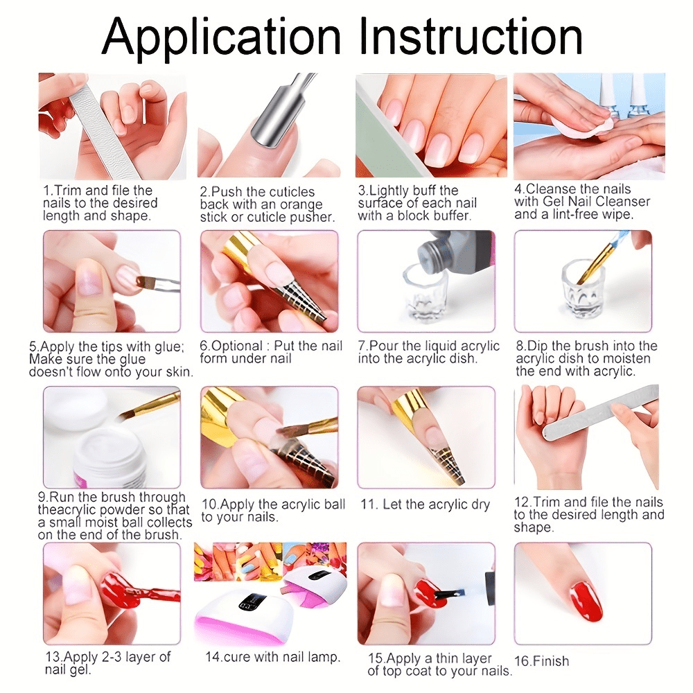 24 In 1 Acrylic Nail Kit For Beginners 12 Color Glitter Acrylic Powder  White Clear Pink Acrylic Powder Nails Extension Professional Nails Kit  Acrylic