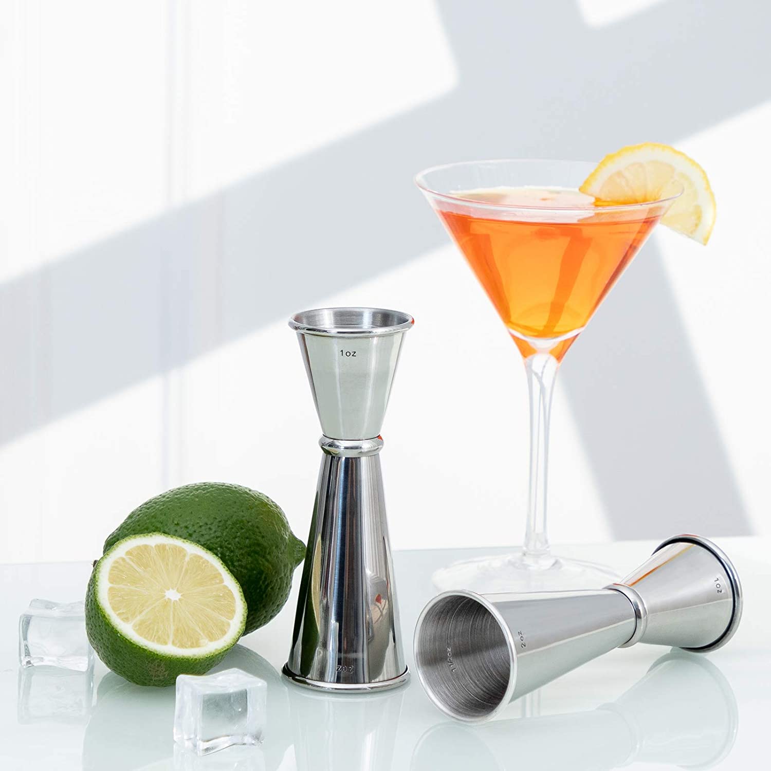 Cocktail Jigger for Bartending, Double Ended 304 Stainless Steel Bar  Measuring Cup with Scale Cocktail Measuring Cup Japanese Jigger Shot  Measure