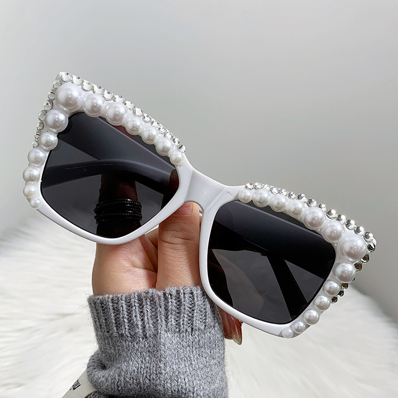 Fashion Oversized Square Sunglasses Women 2023 New Luxury Pearl