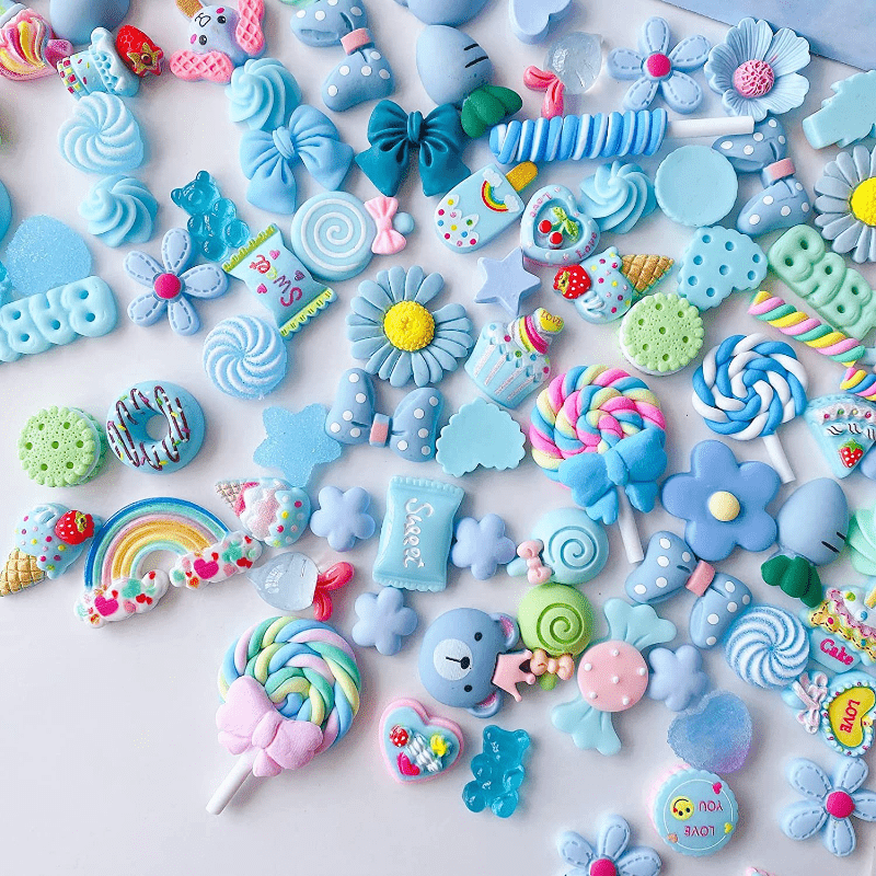 Cute Charms Set Assorted Varieties Blue Resin Charms For Diy - Temu
