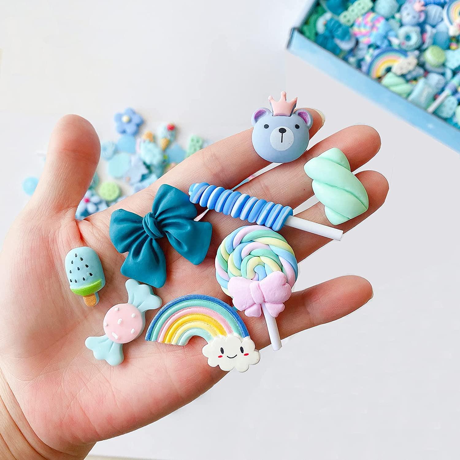 Cute Charms Set Assorted Varieties Blue Resin Charms For Diy - Temu