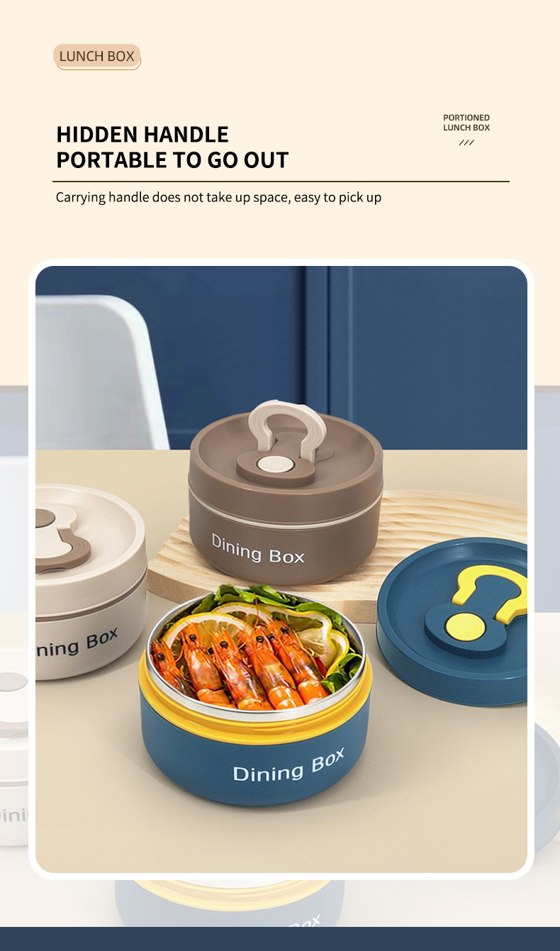 Single Round Stainless Steel Lunch Box, Dining Box, Microwave Safe Bento Box  With Fork And Spoon, For Kids & Office Use, Leakproof Food Container, For  Students,boys,girls And Adults At School,canteen, Home Kitchen