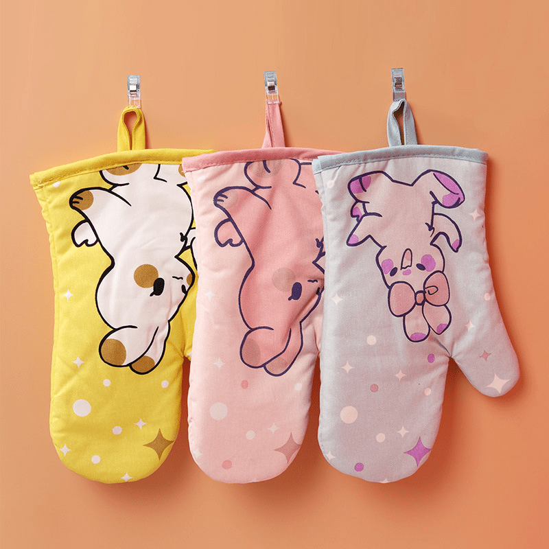 Silicone Oven Mitts, Cute Rabbit Pattern Mitts, Heat Resistant Mitts,  Microwave Oven Baking Insulation Gloves, Non-slip Grip Surfaces Gloves,  Kitchen Supplies - Temu