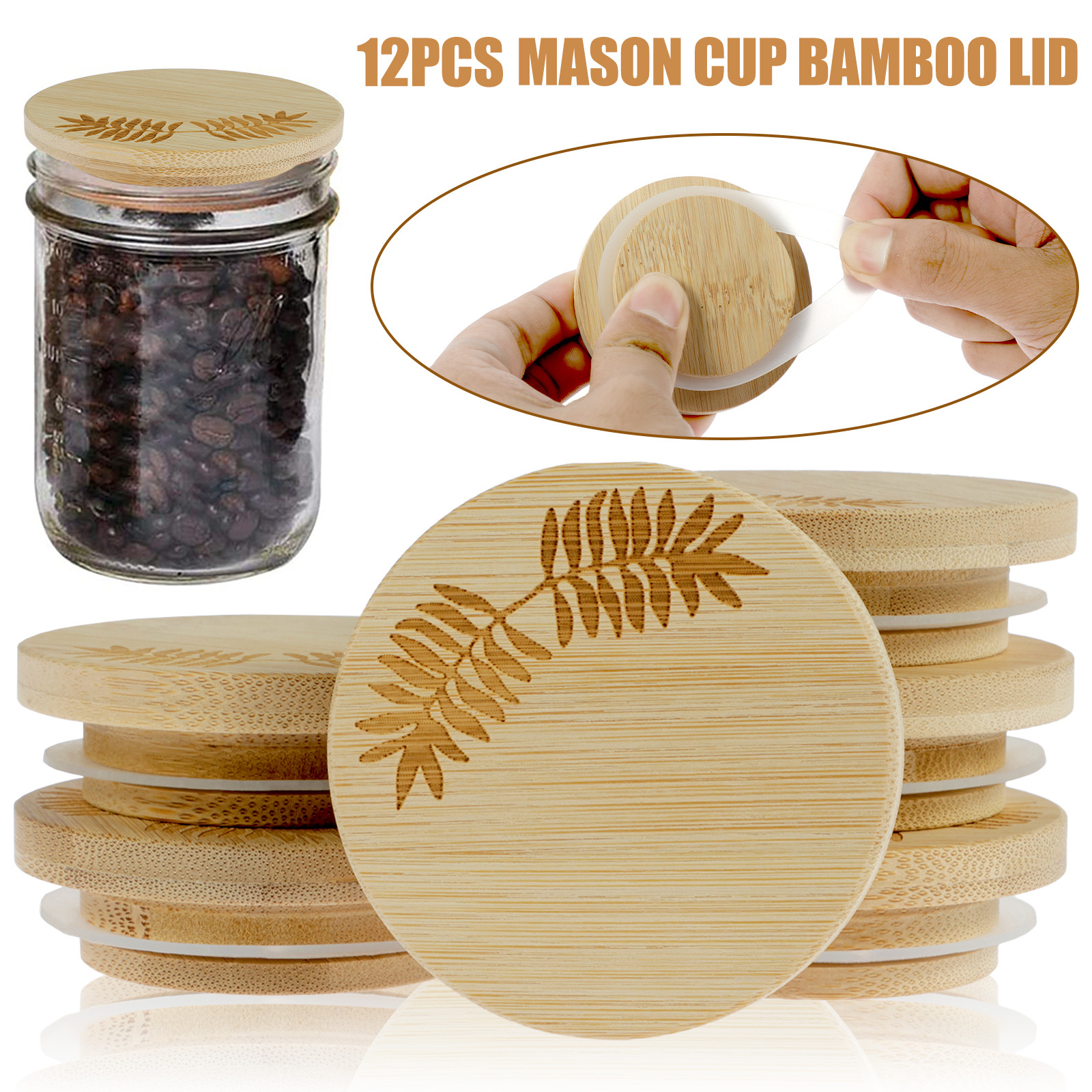 Glass Jars Spice Jars 12pcs with Bamboo Lids Silicon Ring Set of