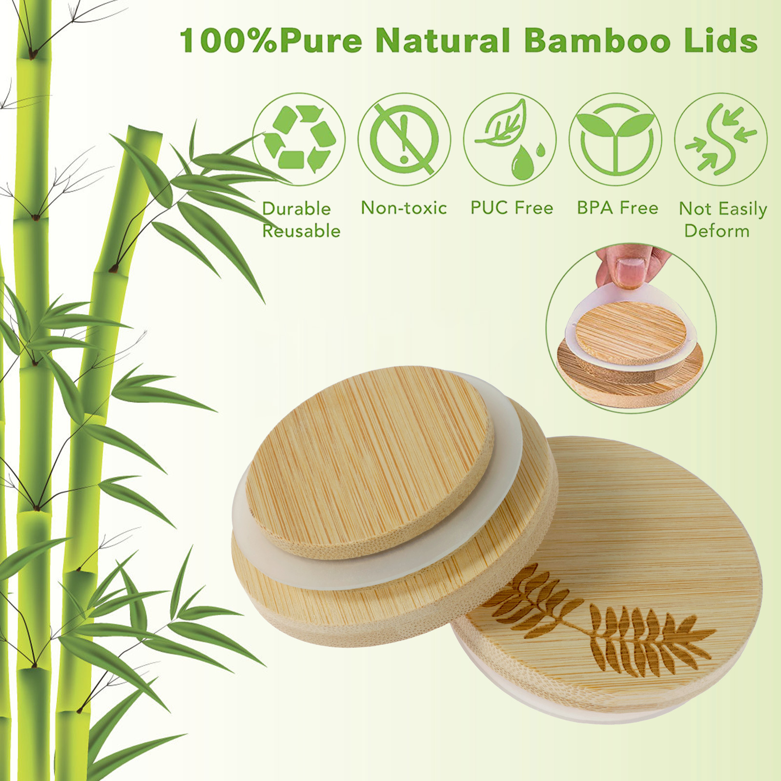 Natural Bamboo Lid - Durable & Versatile for Every Cup Size