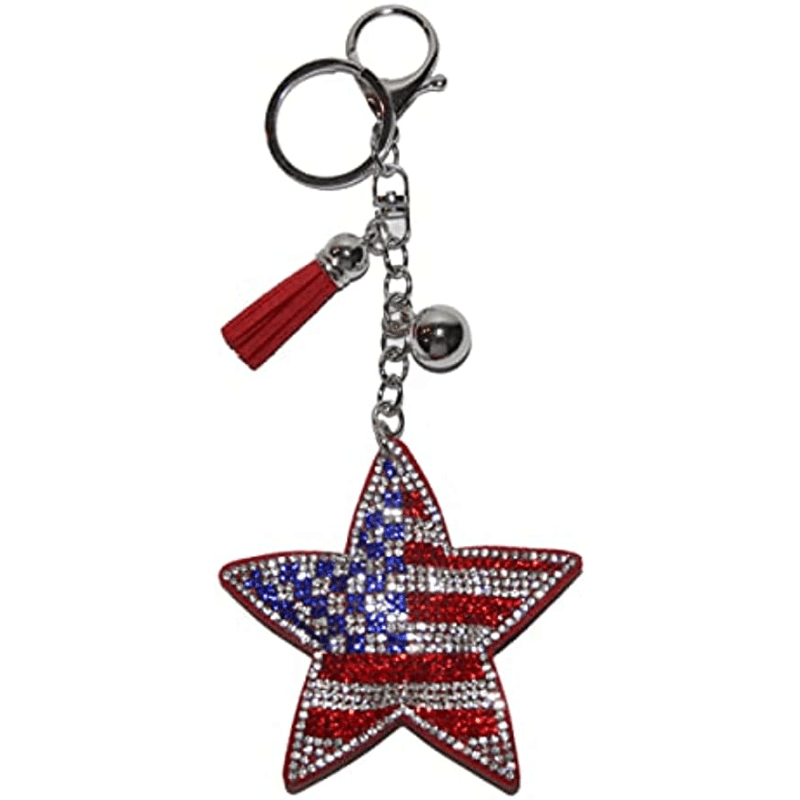 Popfizzy American Flag Keychain for Women and Girls,Patriotic