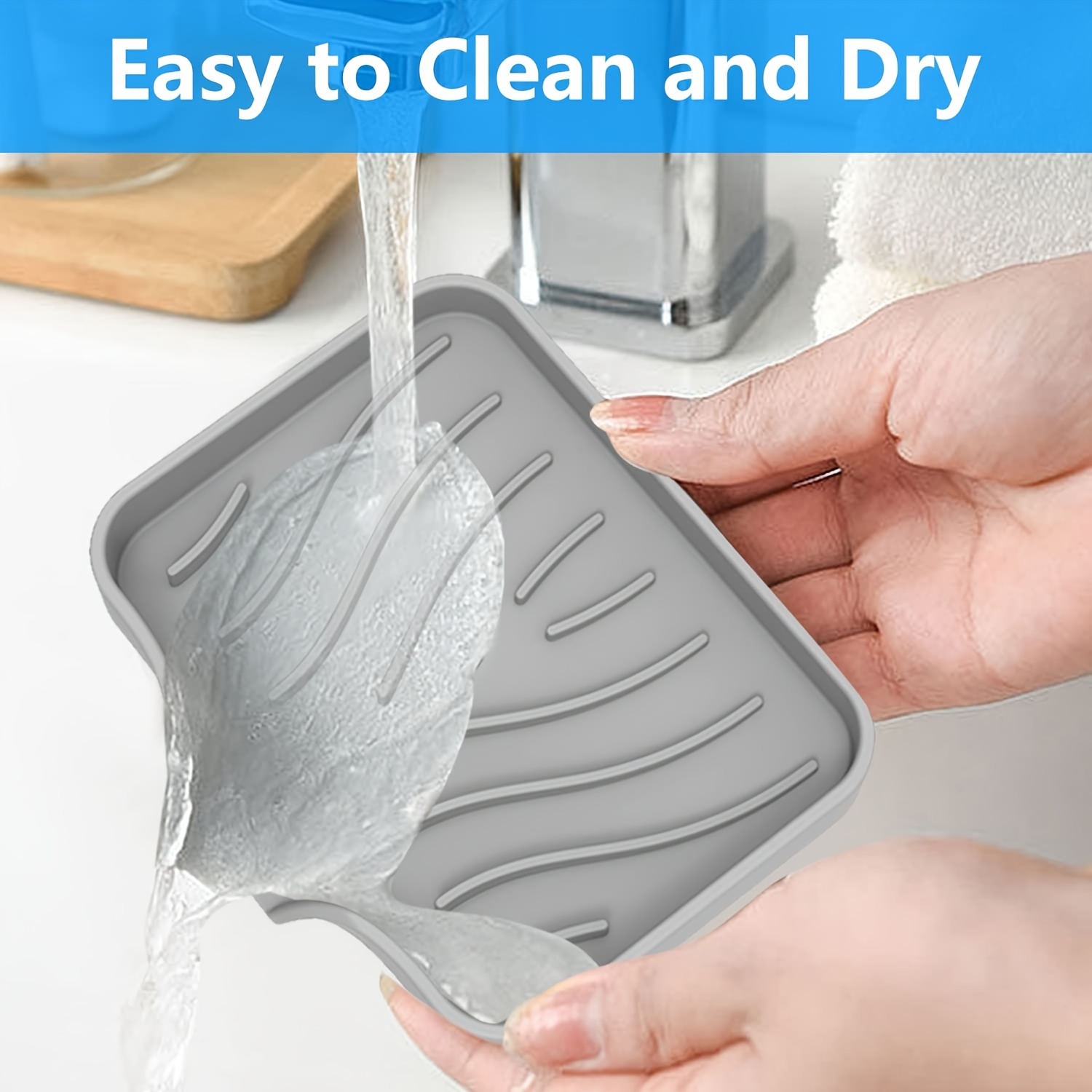 Easy clean Silicone Kitchen Soap Tray With Sponge And - Temu