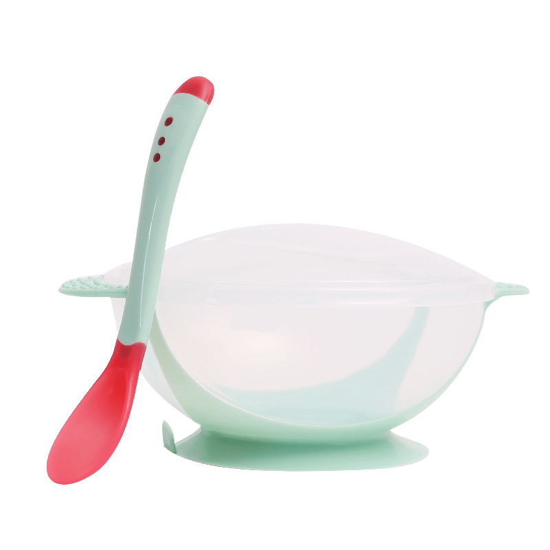 1 Set Baby Bowl Spoon, Infant Silicone Training Bowl & Spoon Set With  Suction Cup For Self-feeding