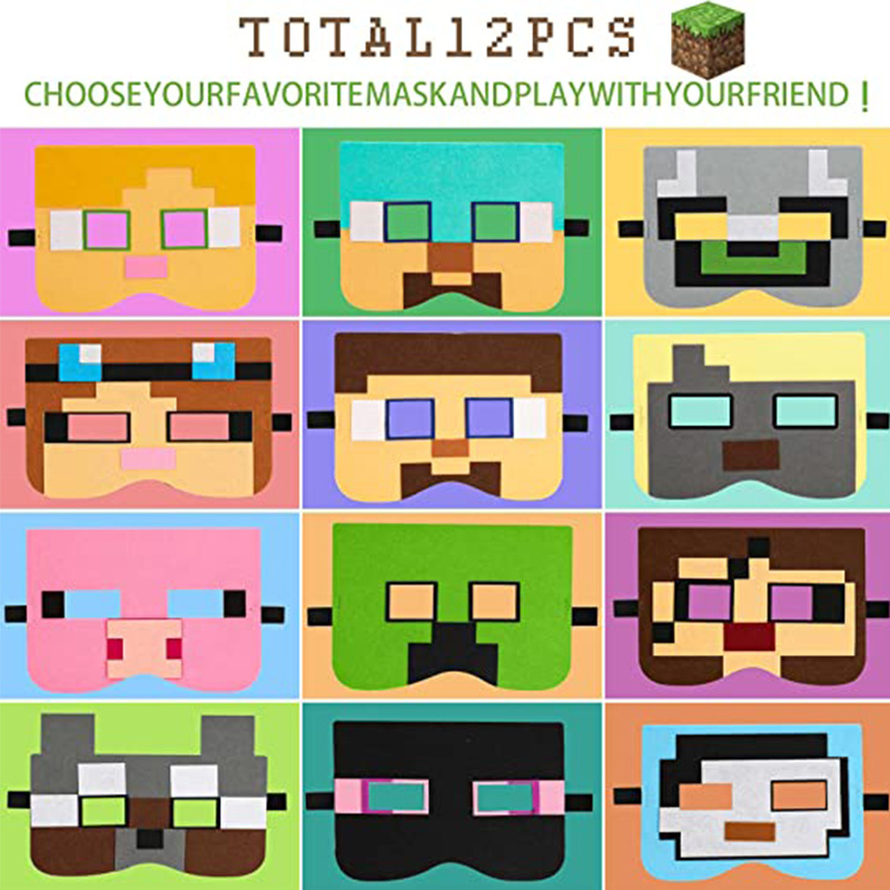 Pixel Felt Masks for Kids Video Game Themed Party