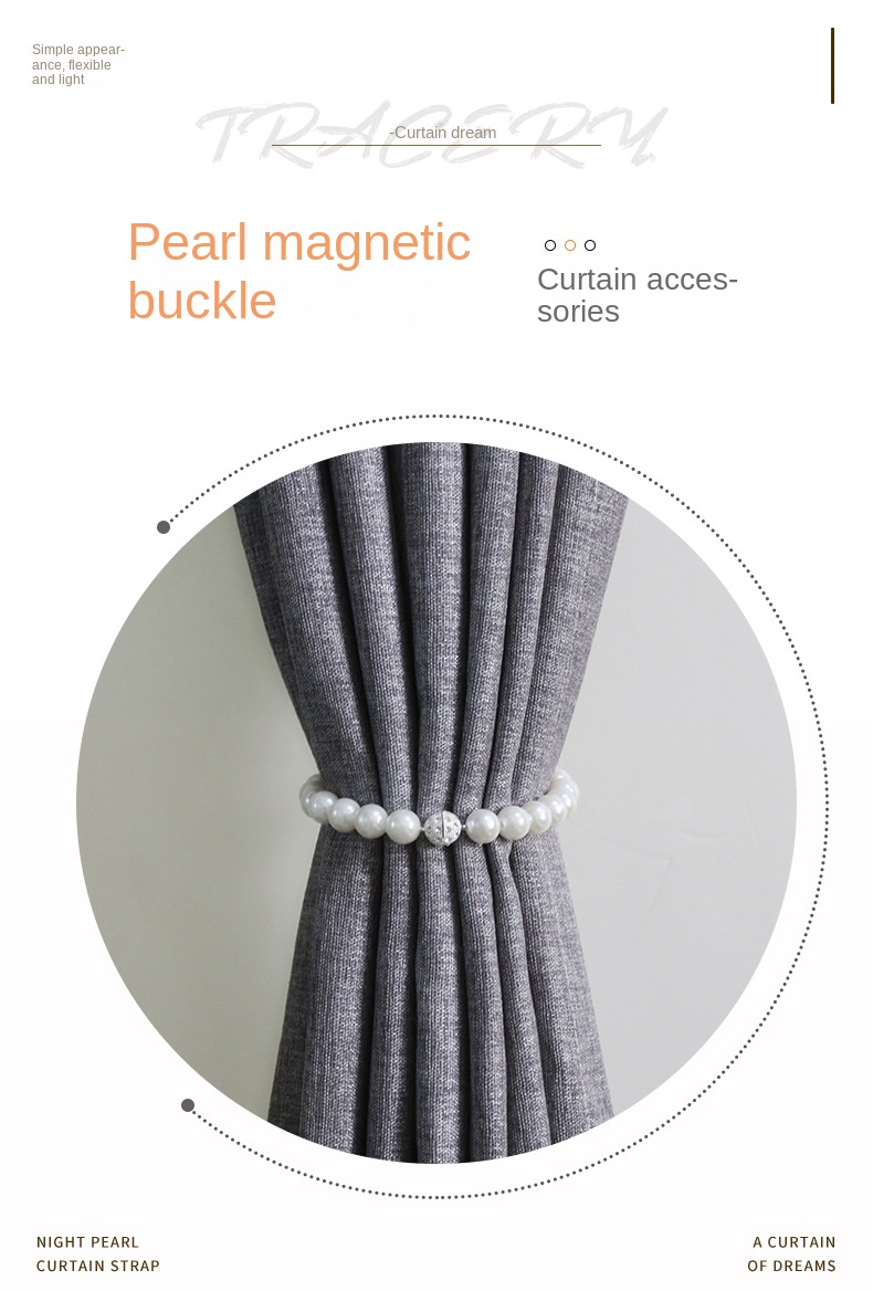 2pcs stylish magnetic tiebacks for curtains elegant   pearl beads holdbacks for bedroom and living room home decor details 0