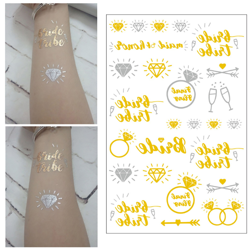 Wedding Gold Flash Metallic Tattoo for Team Bride