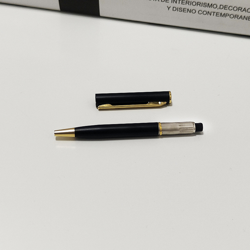 Mini stylo à bille de poche rotatif en métal, petit stylo noir