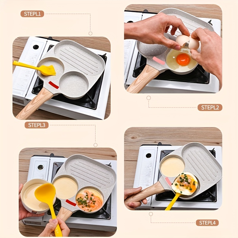 non sticky 3 Section Pancake Pan Fried pan Kitchen Cookware