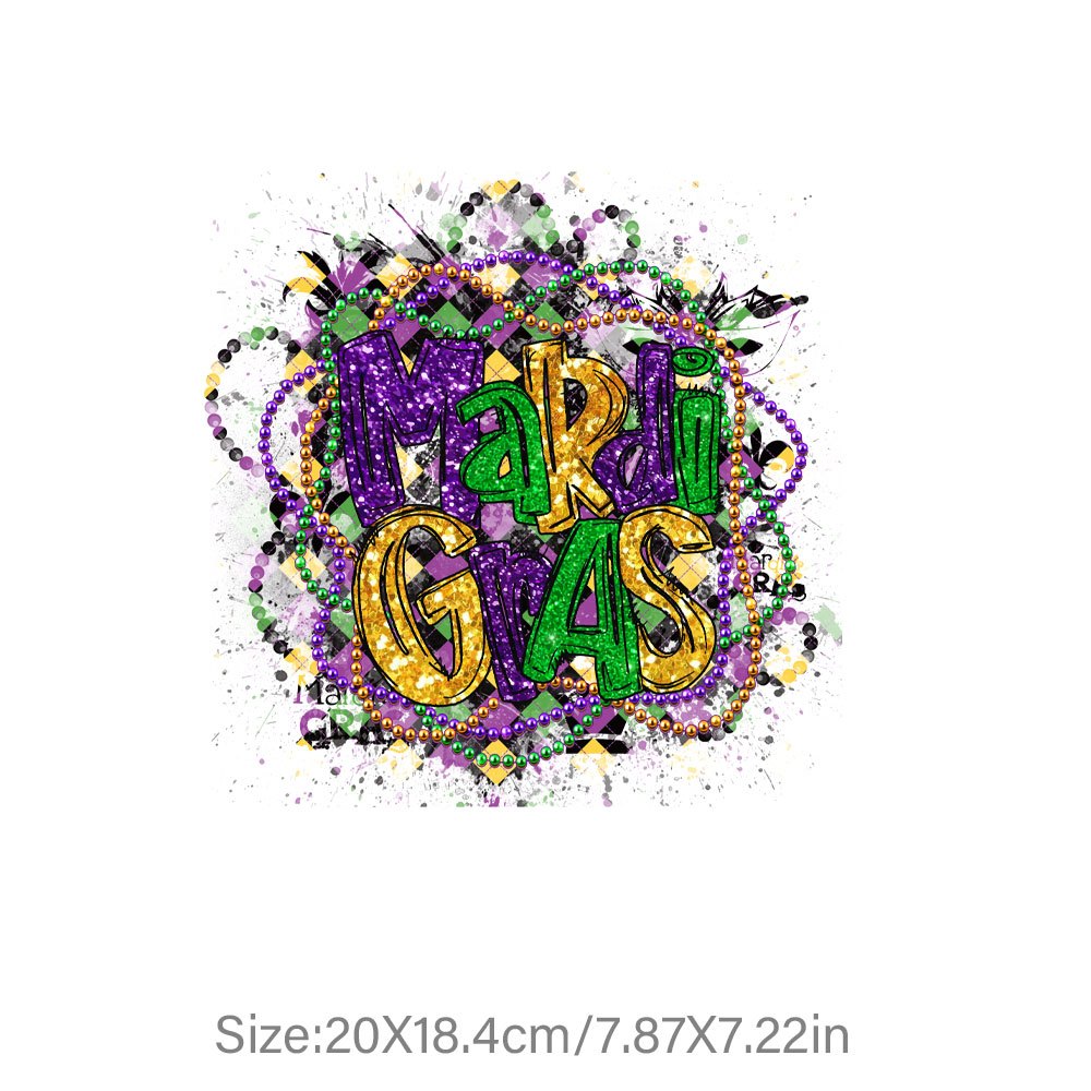 Mardi Gras Patches for Clothing DIY T-shirt Heat Transfer Vinyl Washable  Letter Stickers on Clothes