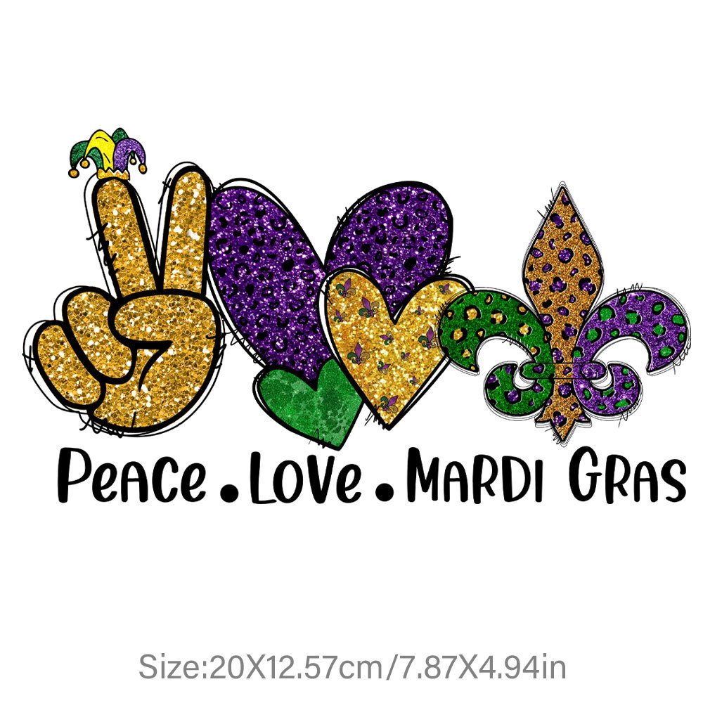 Mardi Gras Iron-On Transfer For Clothing Patches DIY Washable T-Shirts  Thermo Sticker Applique T8491