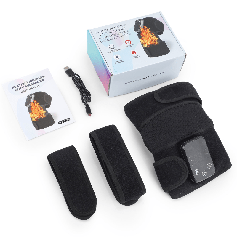 Electric Adjustable Heat and Vibration Knee Massager Heating Pad