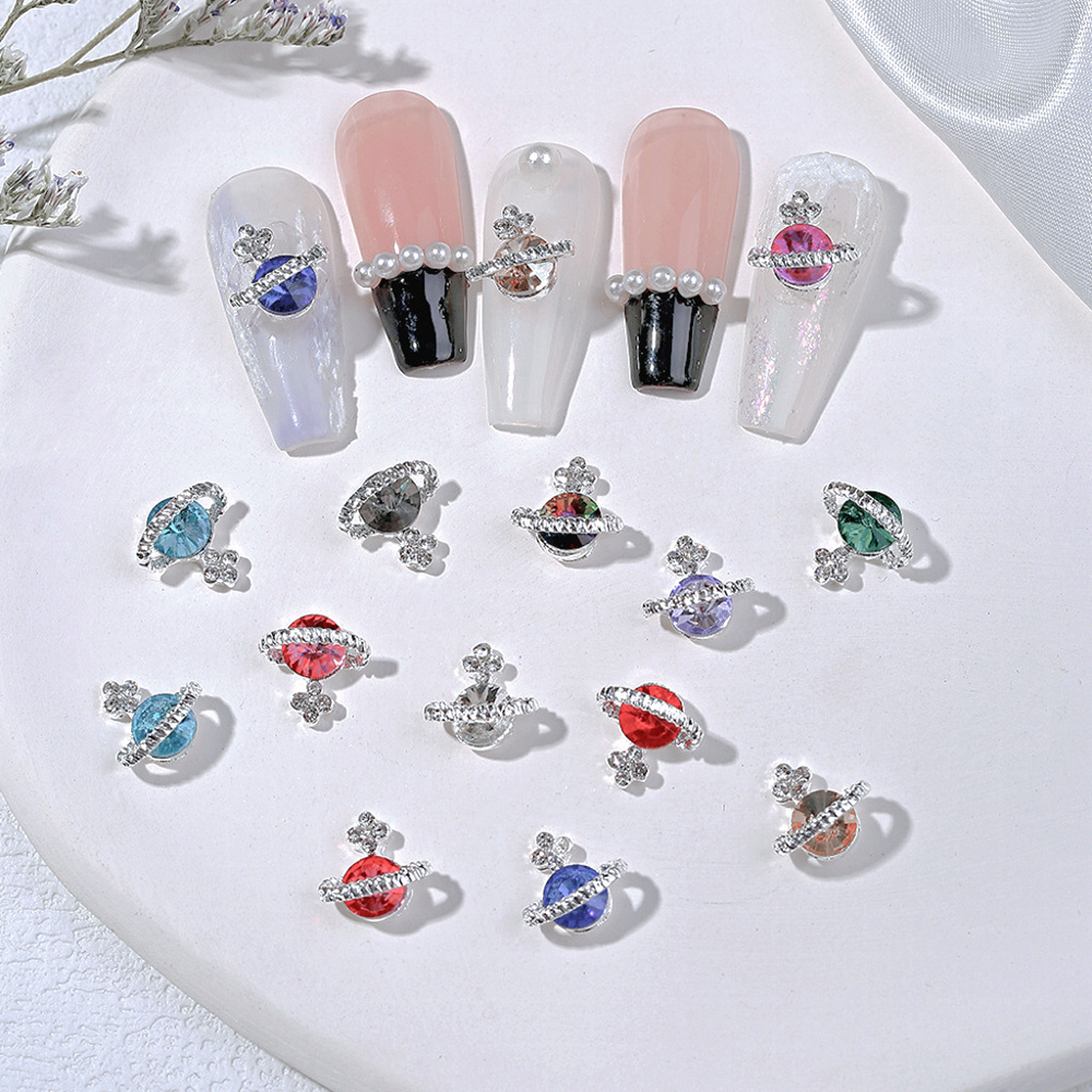 2pcs Diamond Planet Nail Charms Cz Zircon Shiny Nail Art 3d Crystal Pearl  Luxury Bow Nail Ornament Diy Craft Decoration Supplies - AliExpress