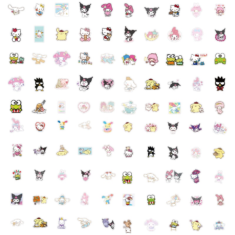 100 Cartoon Doodle Stickers For Notebook Phone Cup Waterproof