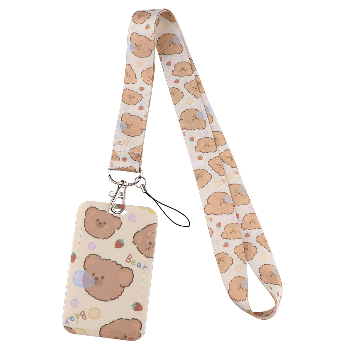1pc Cute Cartoon Bear Neck Strap Lanyards for Keys Keychain Badge Holder ID Credit Card Pass Hang Rope Lariat Phone Charm Accessories Detachable
