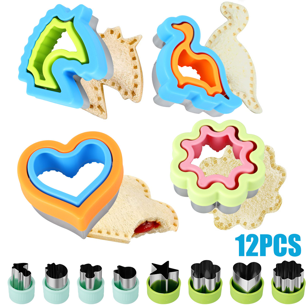 Kids Sandwich Cutters Set - Cookie, Vegetable, Fruits Shapes Food