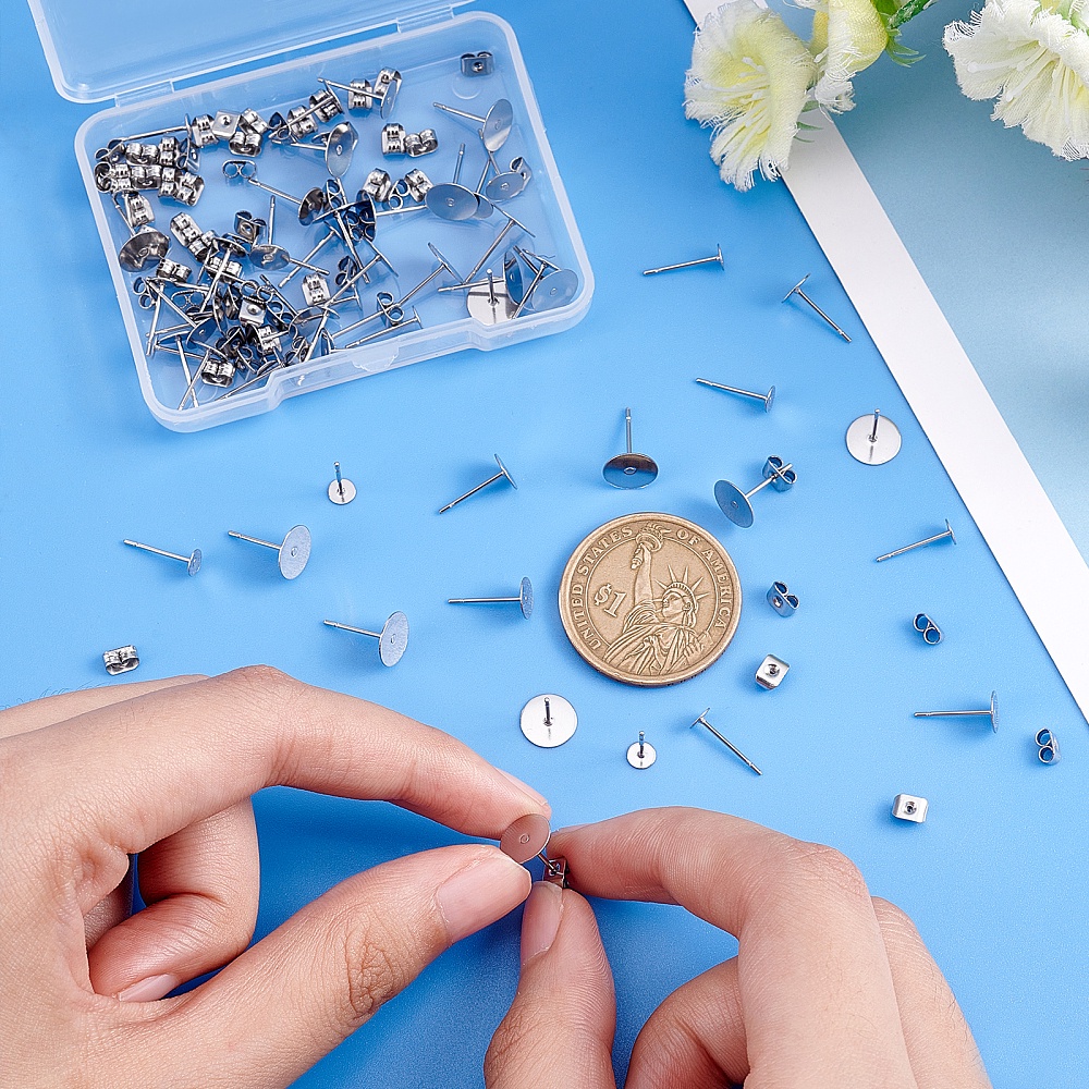 Earring Backs for Studs Bullet Clutch with Pad Earring Backings Hypoallergenic Earring Stoppers Pierced Safety Backs for Earrings (120 Pcs), Women's