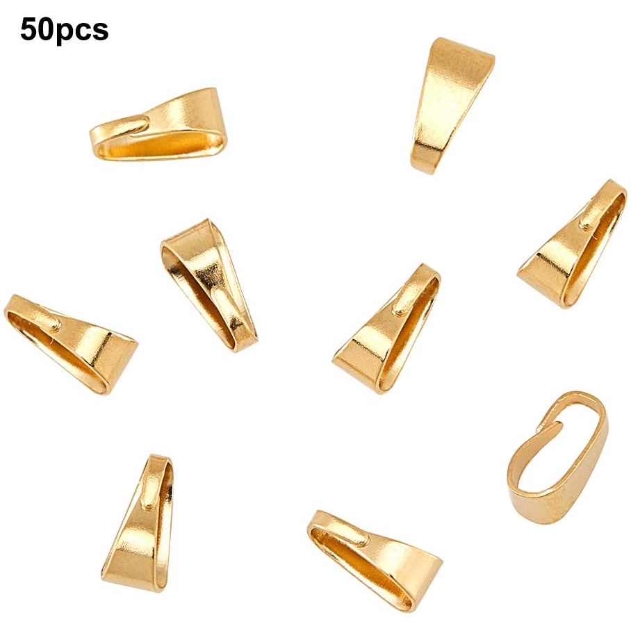 1Box 30Pcs Pendant Pinch Bails Golden Plated Ice Pick Pinch Bails Dangle  Charms Clasps Pendant Connectors For DIY Necklace Jewelry Making Accessories