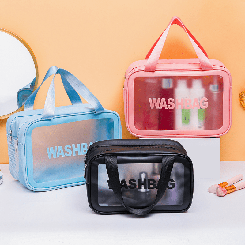 Clear Cube Travel Cosmetics Wash Bag, Plastic Portable Storage Bag,  Waterproof Makeup Organizer Bag - Temu