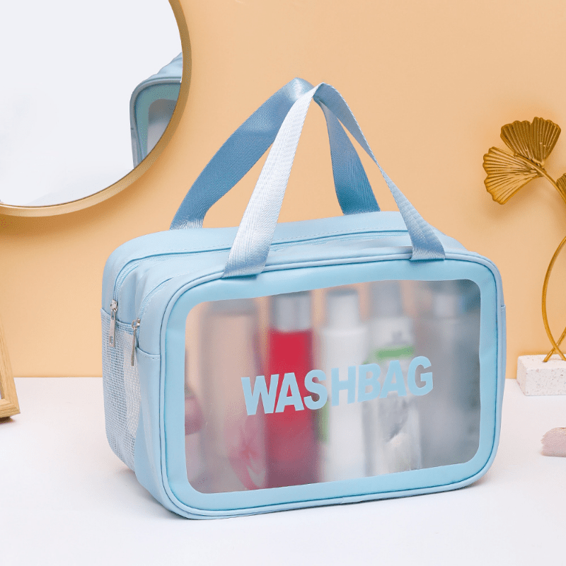 Waterproof Clear Pvc Double Layer Makeup Bag Organizer - Temu New Zealand