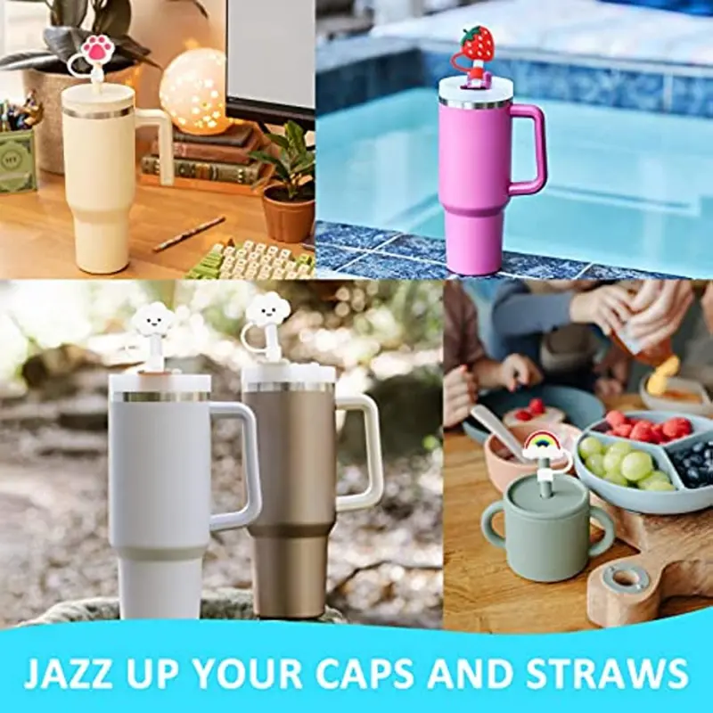 Straw Covers Compatible With Stanley Tumbler Cups, Reusable Silicone Straw  Tip Toppers For Straws,soft Protector Cover - Temu