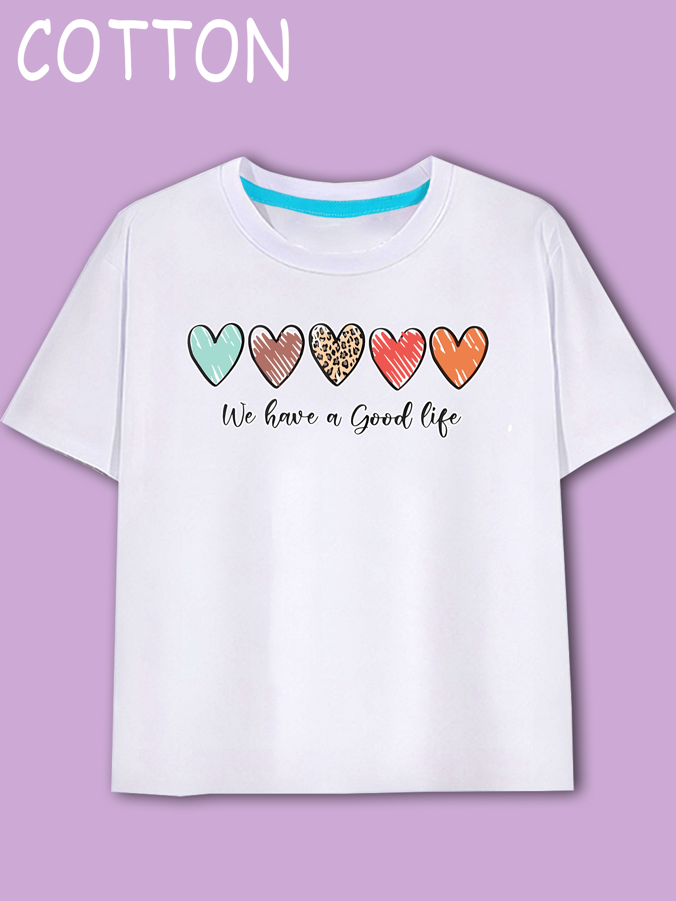 Girls Short Sleeve Doodle Heart Graphic Tee