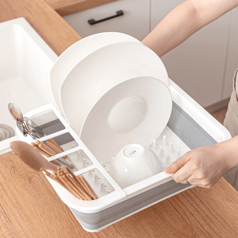Collapsible Dish Drying Rack Foldable Dinnerware Drainer Organizer  Tableware Plate Portable Drying Rack for Kitchen Storage