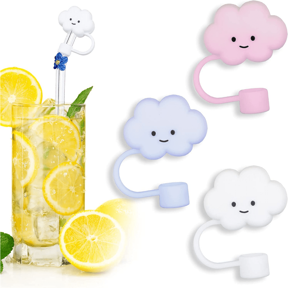 4 Pcs Reusable Straw Tips Cover Cute Cloud Shape Straw Cover Caps Anti-Dust  Silicone Straw Toppers Drinking Straw Cover Tips Lids for 6-8