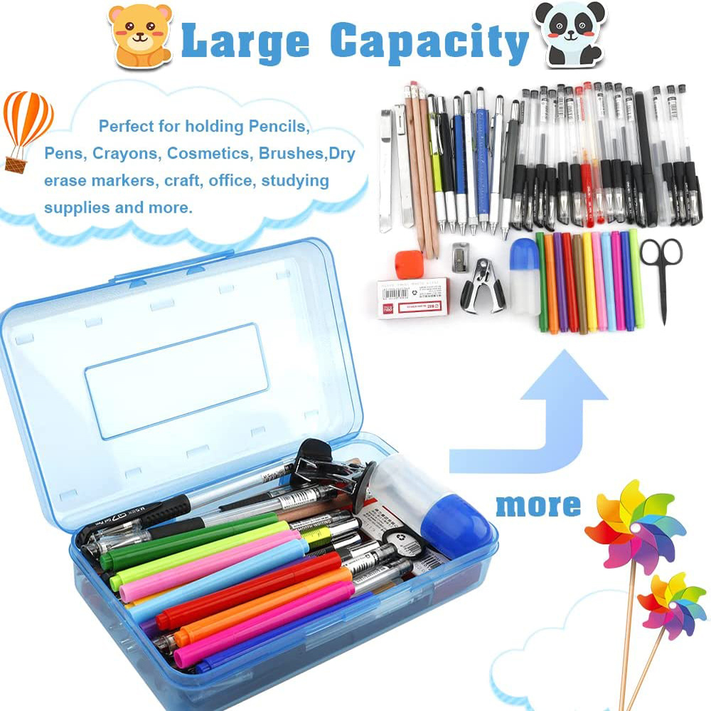 Colored Plastic Pencil Box, Large Capacity Pencil Case, Pencil Boxs For  Kids Adults, Hard Crayon Box Storage With Snap-Tight Lid For School Office  Supplies 