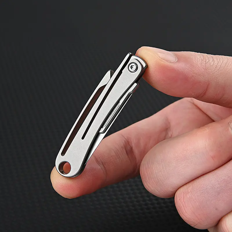 portable titanium alloy folding knife sharp art paper cutting with replaceable blades details 6