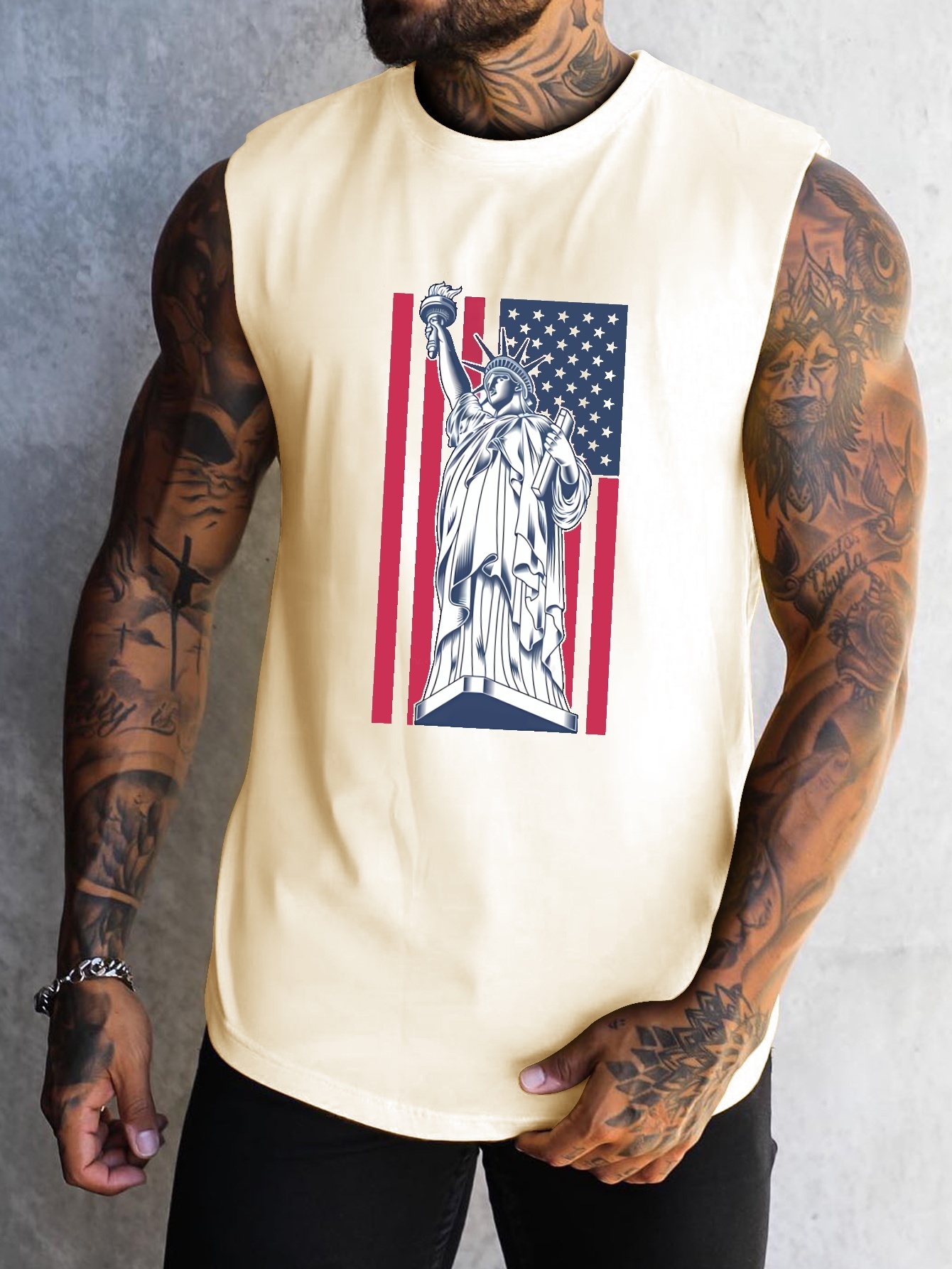 Statue Of Liberty Print A-shirt Tanks, Men's Singlet, Sleeveless Tank Top,  Lightweight Active Undershirts, For Workout At The Gym, Bodybuilding, And  As Gifts - Temu