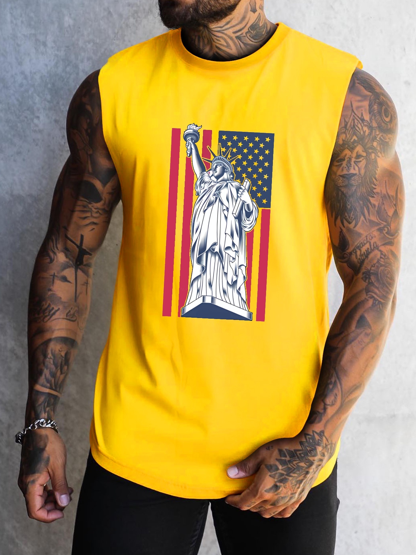 Statue Of Liberty Print A-shirt Tanks, Men's Singlet, Sleeveless Tank Top,  Lightweight Active Undershirts, For Workout At The Gym, Bodybuilding, And  As Gifts - Temu