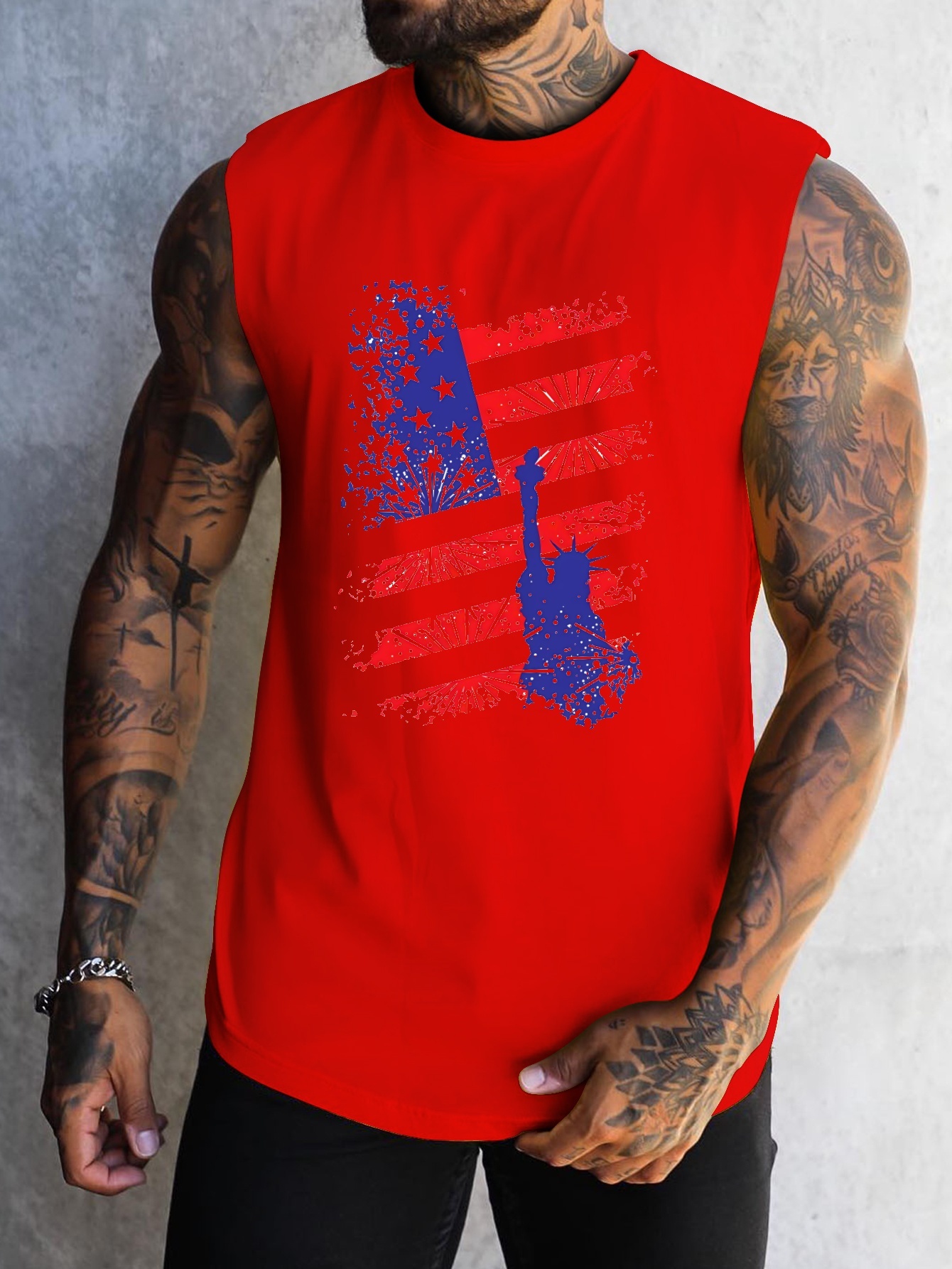 Statue Of Liberty Print A-shirt Tanks, Men's Singlet, Sleeveless Tank Top,  Lightweight Active Undershirts, For Workout At The Gym, Bodybuilding, And  As Gifts - Temu