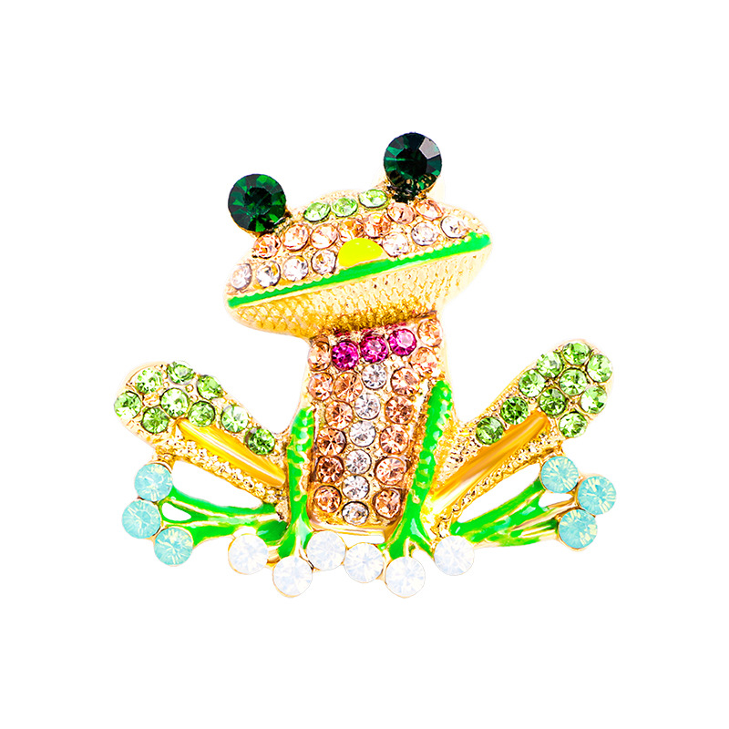 Colorful Enamel Rhinestone Frog Brooch Pin For Women And - Temu