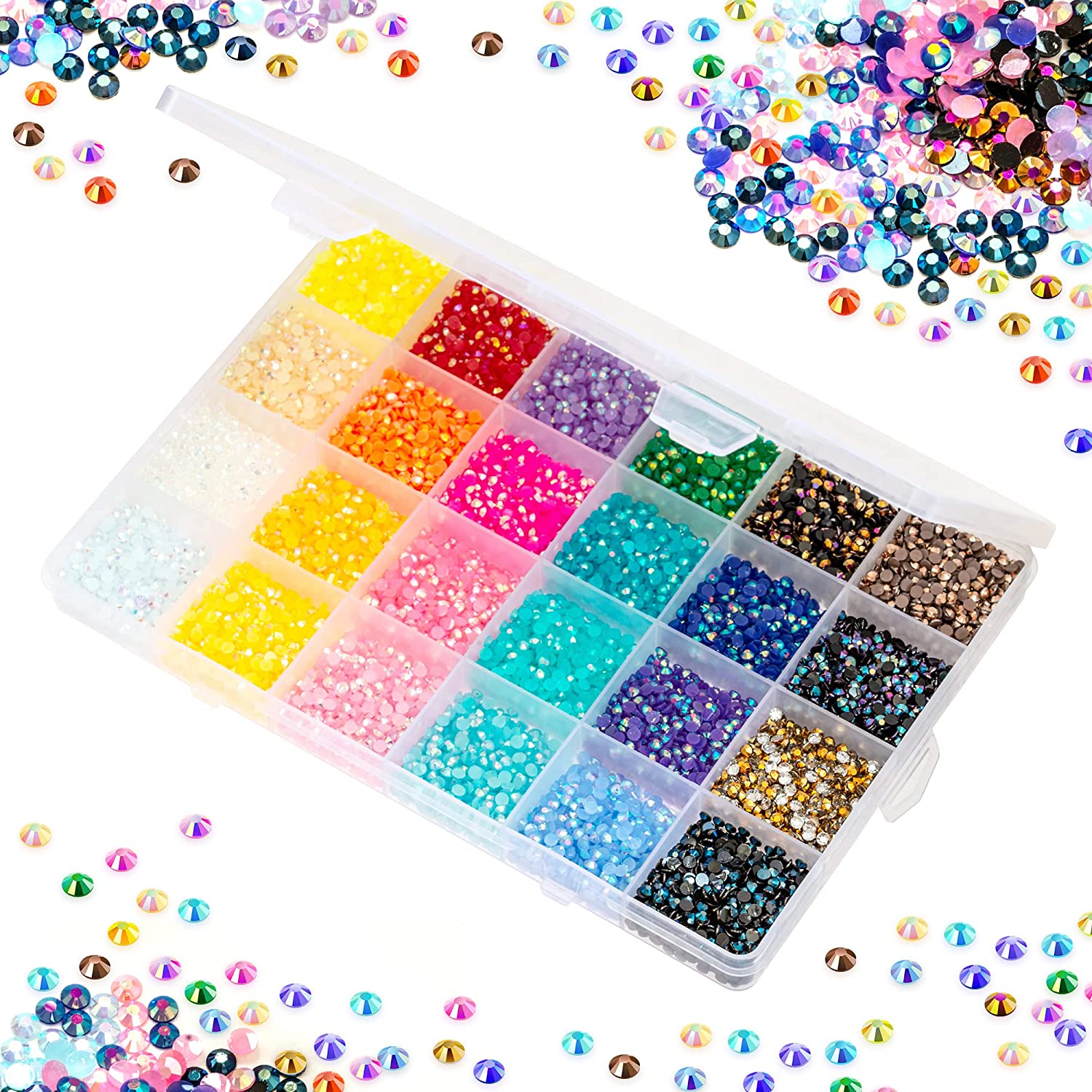 3/4/5 Mm, 24 Cores Strass Jelly, Strass Flatback Bulk Colorido