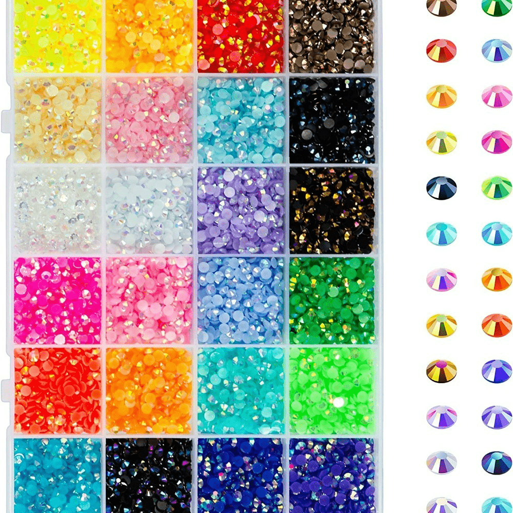 3/4/5 Mm, 24 Cores Strass Jelly, Strass Flatback Bulk Colorido