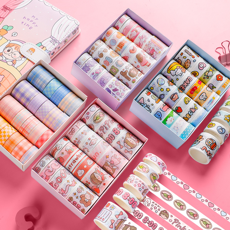 100 PCS/Set Cute Washi Tape Set Japanese Cute Adhesive Decorative Masking  Tape Scrapbook Stationery Stickers school supplies